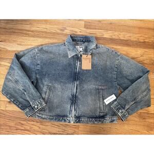 Pacsun Womens Size XL Selena Gomez Cropped Retro 90’s Jacket Acid Blue Workwear